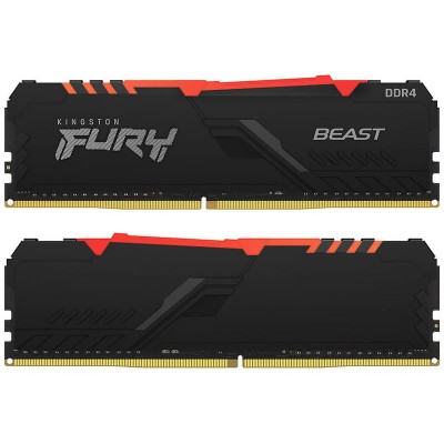 Купить ᐈ Кривой Рог ᐈ Низкая цена ᐈ Модуль памяти DDR4 2x16GB/3600 Kingston Fury Beast RGB Black (KF436C18BBAK2/32)