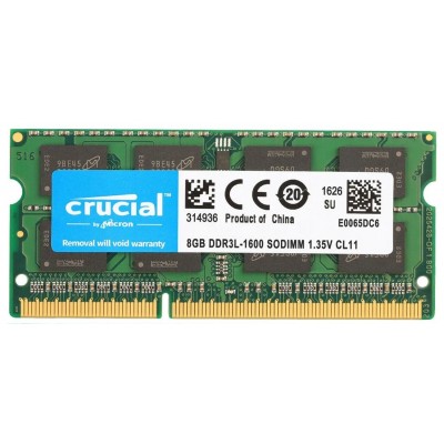 Купить ᐈ Кривой Рог ᐈ Низкая цена ᐈ Модуль памяти SO-DIMM DDR3L 8GB/1600 Crucial (CT102464BF160B.C16FPD)