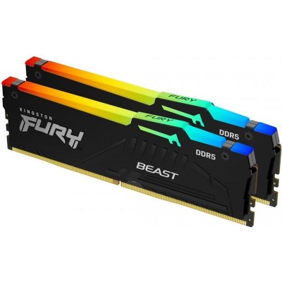 Купить ᐈ Кривой Рог ᐈ Низкая цена ᐈ Модуль памяти DDR5 2x16GB/6000 Kingston Fury Beast RGB Black (KF560C36BBEAK2-32)