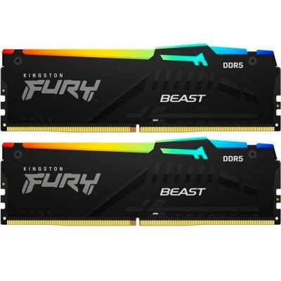 Купить ᐈ Кривой Рог ᐈ Низкая цена ᐈ Модуль памяти DDR5 2x8GB/5200 Kingston Fury Beast RGB Black (KF552C40BBAK2-16)