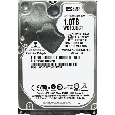 Купить ᐈ Кривой Рог ᐈ Низкая цена ᐈ Накопитель HDD 2.5" SATA 1.0TB WD AV-25 16MB 5400rpm (WD10JUCT) Refurbished