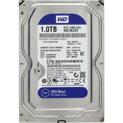 Купить ᐈ Кривой Рог ᐈ Низкая цена ᐈ Накопитель HDD SATA 1.0TB WD Blue 7200rpm 64MB (WD10EZEX)