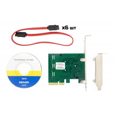 Купить ᐈ Кривой Рог ᐈ Низкая цена ᐈ Контроллер Frime (ECF-PCIEto6SATAIII001.LP) PCI-Ex4-6xSata III, ASM1062+ASM1092