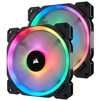 Купить ᐈ Кривой Рог ᐈ Низкая цена ᐈ Вентилятор Corsair LL140 RGB Twin Pack (CO-9050074-WW), 140x140x25мм, 4-pin, черный