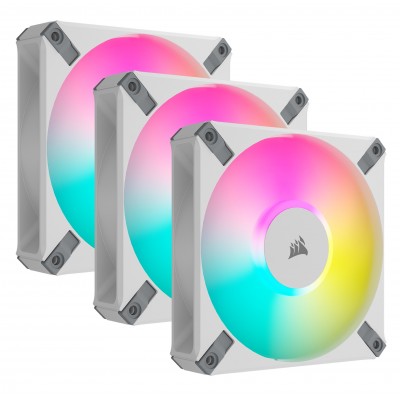 Купить ᐈ Кривой Рог ᐈ Низкая цена ᐈ Вентилятор Corsair AF120 RGB Elite White Triple Pack (CO-9050158-WW), 120x120x25мм, 4-pin PW