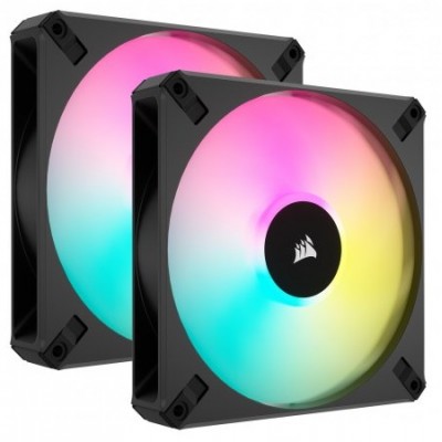 Купить ᐈ Кривой Рог ᐈ Низкая цена ᐈ Вентилятор Corsair AF140 RGB Elite Dual Pack (CO-9050156-WW), 140x140x25мм, 4-pin PWM, черны