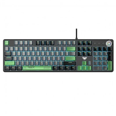 Купить ᐈ Кривой Рог ᐈ Низкая цена ᐈ Клавиатура Aula Mechanical F2088 PRO Black/Gray, plus 9 Green keys KRGD blue (6948391234892)