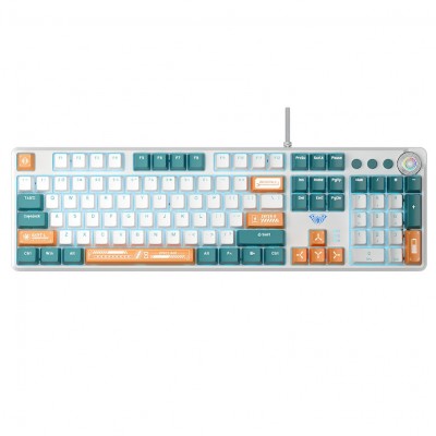 Купить ᐈ Кривой Рог ᐈ Низкая цена ᐈ Клавиатура Aula Mechanical F2088 PRO White/Blue, plus 9 Orange keys KRGD blue (6948391234908