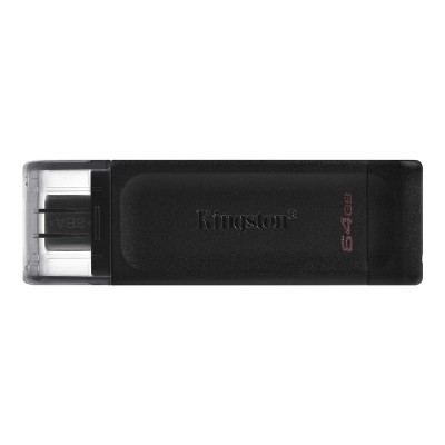 Купить ᐈ Кривой Рог ᐈ Низкая цена ᐈ Флеш-накопитель USB3.2 64GB Type-C Kingston DataTraveler 70 Black (DT70/64GB)