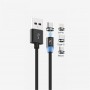 Купить ᐈ Кривой Рог ᐈ Низкая цена ᐈ Кабель SkyDolphin S59KIT Magnetic USB - Lightning + microUSB + Type-C 1м, Black (USB-000547)