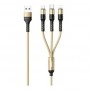 Купить ᐈ Кривой Рог ᐈ Низкая цена ᐈ Кабель Remax RC-186th Speed USB - Lightning + micro USB + USB Type-C (M/M), 2.1 A, 1 м, Gold