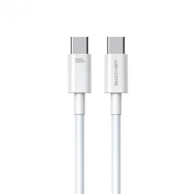 Купить ᐈ Кривой Рог ᐈ Низкая цена ᐈ Кабель WK WDC-182 USB Type-C - USB Type-C (M/M), 1 м, 100 W, White (6941027632017)