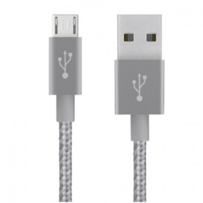 Купить ᐈ Кривой Рог ᐈ Низкая цена ᐈ Кабель Mixit Metallic Belkin USB - micro USB (M/M), 3 м, Grey (F2CU021bt10-GRY)