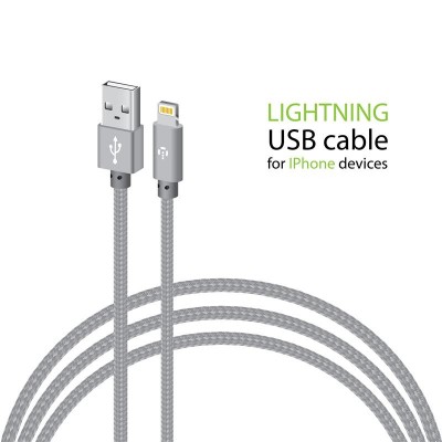 Купить ᐈ Кривой Рог ᐈ Низкая цена ᐈ Кабель Intaleo CBGNYL2 USB - Lightning (M/M), 2 м, Grey (1283126477669)