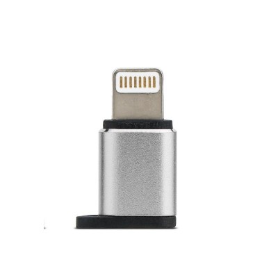 Купить ᐈ Кривой Рог ᐈ Низкая цена ᐈ Адаптер Remax Visual micro USB - Lightning (F/M) Silver (RA-USB2-SILVER)