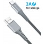 Купить ᐈ Кривой Рог ᐈ Низкая цена ᐈ Кабель Grand-X USB - USB Type-C (M/M), 3 A, Fast Сharge, 1.2 м, Grey (FC-12G)