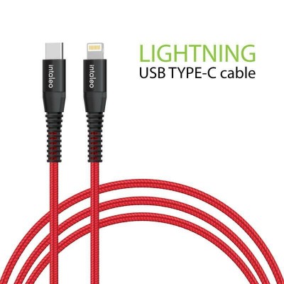 Купить ᐈ Кривой Рог ᐈ Низкая цена ᐈ Кабель Intaleo CBRNYTL1 USB Type-C - Lightning (M/M), 1.2 м, Red (1283126504129)