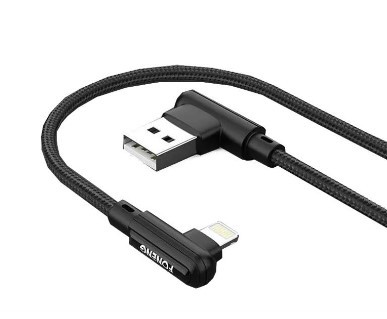 Купить ᐈ Кривой Рог ᐈ Низкая цена ᐈ Кабель Foneng X70 90-degree Angle Gaming Cable (3A) USB - Lightning, 1 м, Black (X70-CA-DAG-