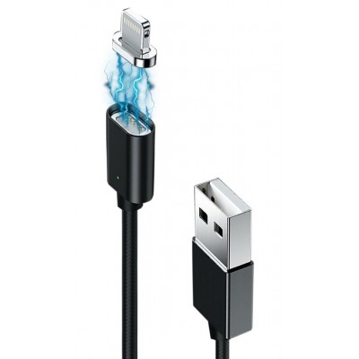 Купить ᐈ Кривой Рог ᐈ Низкая цена ᐈ Кабель Grand-X USB - Lightning (M/M), магнитный, 1 м, Black (MG-01L)