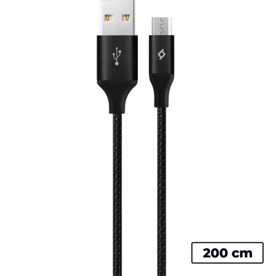 Купить ᐈ Кривой Рог ᐈ Низкая цена ᐈ Кабель Ttec USB - мicro USB (M/M), AlumiCable XL, 2 м, Black (2DK21S) 