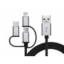 Купить ᐈ Кривой Рог ᐈ Низкая цена ᐈ Кабель REAL-EL Premium 3in1 USB - Lightning + micro USB + USB Type-C (M/M), 1 м, черный (EL1