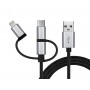 Купить ᐈ Кривой Рог ᐈ Низкая цена ᐈ Кабель REAL-EL Premium 3in1 USB - Lightning + micro USB + USB Type-C (M/M), 1 м, черный (EL1