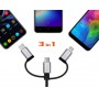 Купить ᐈ Кривой Рог ᐈ Низкая цена ᐈ Кабель REAL-EL Premium 3in1 USB - Lightning + micro USB + USB Type-C (M/M), 1 м, черный (EL1