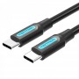 Купить ᐈ Кривой Рог ᐈ Низкая цена ᐈ Кабель Vention USB Type-C - USB Type-C TPE Round PD 60W, 3A, 2m, Black (COSBH)