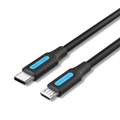 Купить ᐈ Кривой Рог ᐈ Низкая цена ᐈ Кабель Vention USB Type-C - micro USB (M/M), 1.5 м, Black (COVBG)