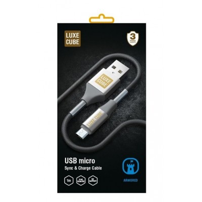 Купить ᐈ Кривой Рог ᐈ Низкая цена ᐈ Кабель Luxe Cube Armored USB - microUSB (M/M), 1 м, серый (8886668686105)