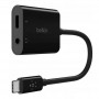 Купить ᐈ Кривой Рог ᐈ Низкая цена ᐈ Адаптер Belkin RockStar USB Type-C - 3.5 мм + USB Type-C 60W (M/F+F), 0.12 м, Black (NPA004b