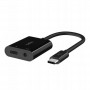 Купить ᐈ Кривой Рог ᐈ Низкая цена ᐈ Адаптер Belkin RockStar USB Type-C - 3.5 мм + USB Type-C 60W (M/F+F), 0.12 м, Black (NPA004b