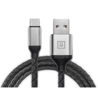 Купить ᐈ Кривой Рог ᐈ Низкая цена ᐈ Кабель REAL-EL Premium Leather USB - USB Type-C (M/M), 1 м, Black (EL123500049)