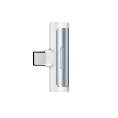 Купить ᐈ Кривой Рог ᐈ Низкая цена ᐈ Адаптер Remax RL-LA03a Smooth 2in1 USB Type-C-3.5mm/USB Type-C White (6954851298809)