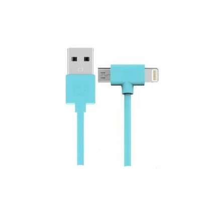 Купить ᐈ Кривой Рог ᐈ Низкая цена ᐈ Кабель WK WDC-008 Axe USB - Lightning + micro USB (M/M), 1 м, Blue (6970349287308)