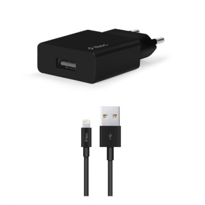 Купить ᐈ Кривой Рог ᐈ Низкая цена ᐈ Сетевое зарядное устройство Ttec SmartCharger USB 2.1А Black (2SCS20LS) + кабель Lightning