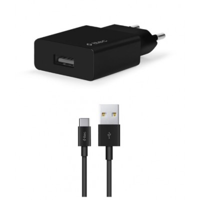 Купить ᐈ Кривой Рог ᐈ Низкая цена ᐈ Сетевое зарядное устройство Ttec SmartCharger USB 2.1А Black (2SCS20CS) + кабель USB Type-C