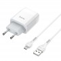 Купить ᐈ Кривой Рог ᐈ Низкая цена ᐈ Зарядное устройство Hoco C72A Glorious (1USB, 2.1А) White (6931474713001) + кабель MicroUSB