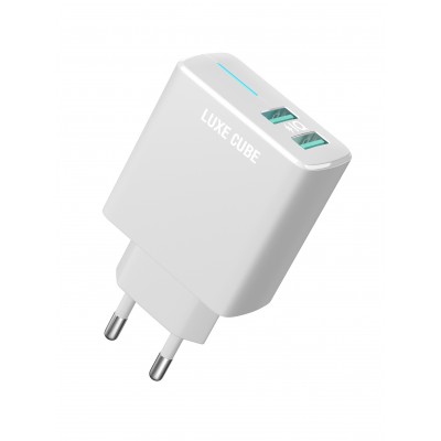 Купить ᐈ Кривой Рог ᐈ Низкая цена ᐈ Зарядное устройство Luxe Cube 2USB 12W Smart White (4826986900792)