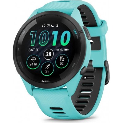 Купить ᐈ Кривой Рог ᐈ Низкая цена ᐈ Смарт-часы Garmin Forerunner 265 Black Bezel with Aqua Case and Aqua/Black Silicone Band (01