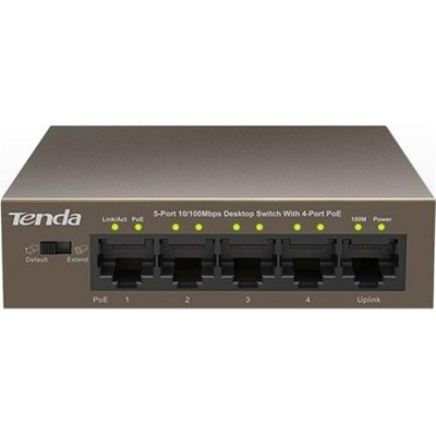 Купить ᐈ Кривой Рог ᐈ Низкая цена ᐈ Коммутатор TENDA TEF1105P-4-63W (1xFE+4xFE PoE, 58Вт max)