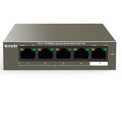 Купить ᐈ Кривой Рог ᐈ Низкая цена ᐈ Коммутатор Tenda TEF1105P-4-38W (4xFE PoE, 1xFE Uplink, 35Вт)