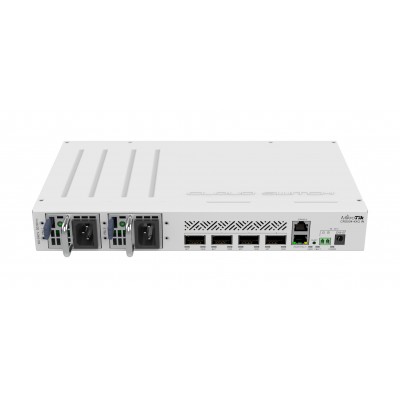 Купить ᐈ Кривой Рог ᐈ Низкая цена ᐈ Коммутатор MikroTik CRS504-4XQ-IN (4x100G QSFP28 , 1xFE LAN, POE-IN, DC JACK, 2-PIN, Dual PS