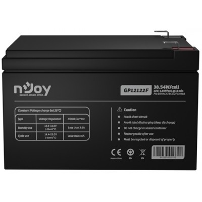 Купить ᐈ Кривой Рог ᐈ Низкая цена ᐈ Аккумуляторная батарея Njoy GP12122F 12V 12AH (BTVACATBCTI2FCN01B) AGM