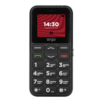 Купить ᐈ Кривой Рог ᐈ Низкая цена ᐈ Мобильный телефон Ergo R181 Dual Sim Black; 1.77" (160х120) TFT / кнопочный моноблок / Sprea