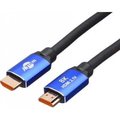 Купить ᐈ Кривой Рог ᐈ Низкая цена ᐈ Кабель ATcom HDMI - HDMI V 2.1 (M/M), Real 8K 48Gbps, 10 м, черный/ синий (88810)