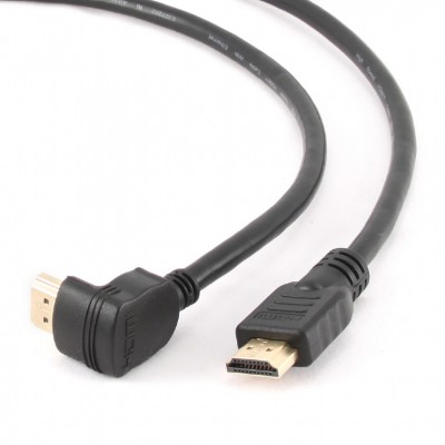 Купить ᐈ Кривой Рог ᐈ Низкая цена ᐈ Кабель Cablexpert HDMI - HDMI V 1.4 (M/M), вилка/угловая вилка, 4.5 м, черный (CC-HDMI490-15