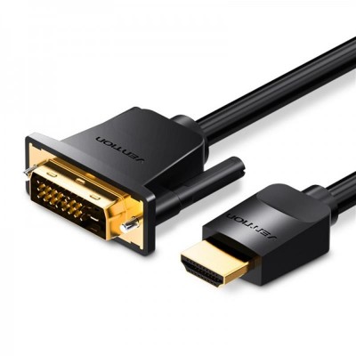 Купить ᐈ Кривой Рог ᐈ Низкая цена ᐈ Кабель Vention DVI - HDMI V 1.4 (M/M), 1.5 м, Black (ABFBG)