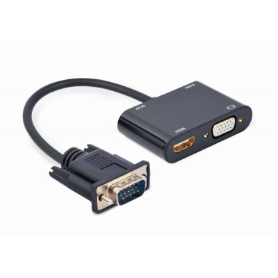 Купить ᐈ Кривой Рог ᐈ Низкая цена ᐈ Адаптер Cablexpert VGA - HDMI+VGA (M/F), 0.15 м, Black (A-VGA-HDMI-02)