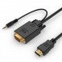 Купить ᐈ Кривой Рог ᐈ Низкая цена ᐈ Кабель Cablexpert HDMI - VGA+3.5 мм V 1.4 (M/M), 3 м, черный (A-HDMI-VGA-03-10) пакет